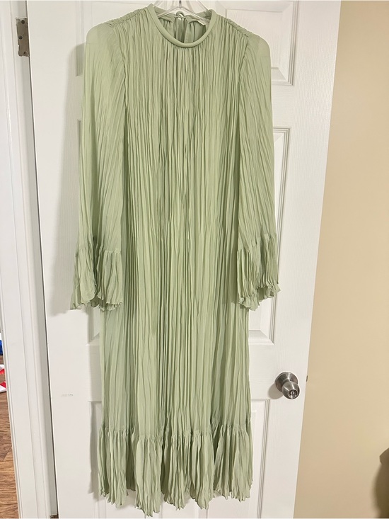 H&M Dresses & Skirts - H&M Sage Green Pleated Midaxi Dress with Long Sleeves